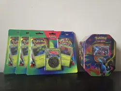 3x Pokemon TCG Phantasmal Flames Double Blister Packs + Mega Charizard X EX Tin - Image 1