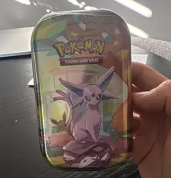 Pokemon TCG Espeon Mini Tin Prismatic Evolutions 2 Booster Packs 6+ 2025 - Image 1