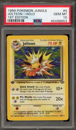 Pokemon Jolteon Jungle 1st Edition Holo Rare #4 PSA 10 Gem Mint - Image 1