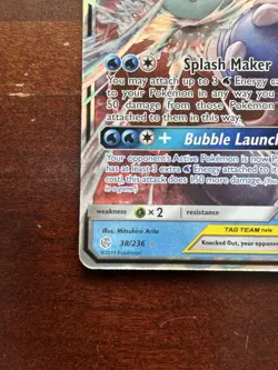 Pokemon TCG Blastoise & Piplup GX Tag Team Sun Moon: Cosmic Eclipse Card 38/236 - Image 4