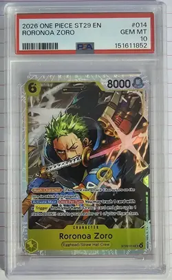 2026 ONE PIECE STARTER DECK ST29-EGGHEAD ALTERNATE ART #014 RORONOA ZORO PSA 10 - Image 1