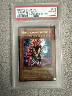 Yu-Gi-Oh Hino-Kagu-Tsuchi LOD-070 Ultra Rare 1st Edition PSA8 - Image 1