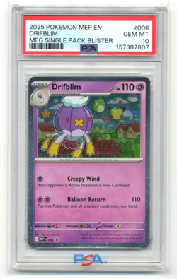 2025 Pokemon Black Star Promo 006 Drifblim Mega Evolution Single Pack PSA 10 - Image 1