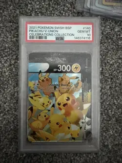 2021 POKEMON SWSH BLACK STAR PROMO CELEBRATIONS COLL #140 PIKACHU V-UNION PSA 10 - Image 1