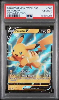 Pikachu V 063 Powers Tins Swsh Black Star Promo Pokemon PSA 10 - Image 1