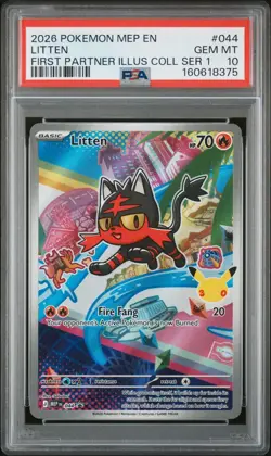 2026 POKEMON MEP EN-ME BLACK STAR PROMO #044 LITTEN PSA 10 - Image 1