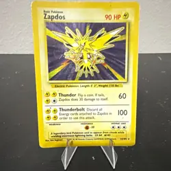 Pokemon TCG Zapdos 16/102 Base Set Holo Rare Unlimited 90 HP English 1999 - Image 1
