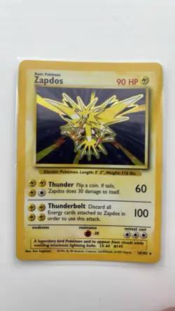 Wizards of the Coast Pokemon TCG Base Set Zapdos 16/102 Holo Rare 90 HP - Image 2