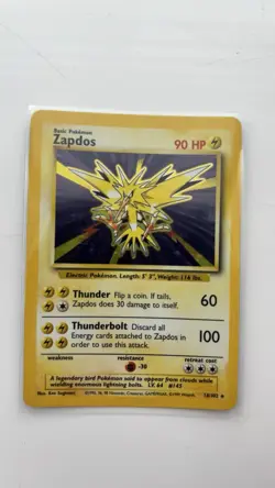 Wizards of the Coast Pokemon TCG Base Set Zapdos 16/102 Holo Rare 90 HP - Image 5