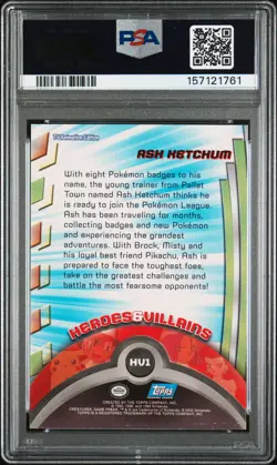 TOPPS POKEMON TV ANIMATION SERIES 2 HEROES & VILLAINS ASH KETCHUM PSA 8 AUTO 9 - Image 2