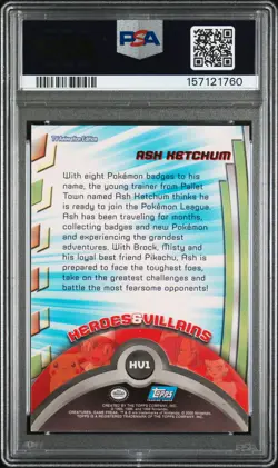 TOPPS POKEMON TV ANIMATION SERIES 2 HEROES & VILLAINS ASH KETCHUM PSA 6 AUTO 8 - Image 2