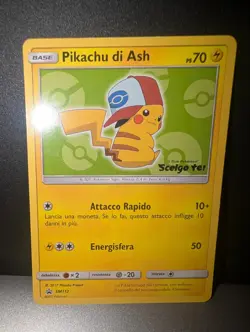 Ash's Pikachu Black Star Promo Card SM112 2017 I Choose You Pokemon MP Ita - Image 1