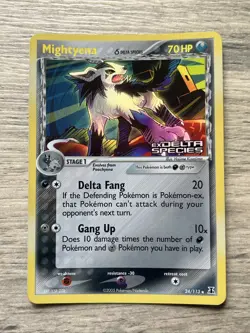Pokemon TCG Mightyena EX Delta Species 24/113 Stamped Rare Card Reverse Holo LP - Image 1