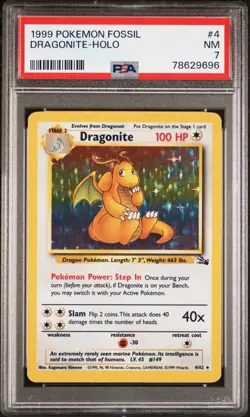 Pokemon TCG Dragonite Fossil Holo Rare Card 4/62 PSA 7 - Image 1