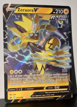 Zeraora V Pokemon TCG Card Rapid Strike 053/198 Holo Rare Chilling Reign - Image 1