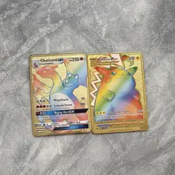 Pokemon TCG Gold Metal Card Lot (2) Charizard GX 150/147 Pikachu VMAX - Image 2