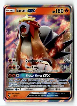 Pokemon Card Entei GX Holo LP Shining Legends 10/73 - Image 1