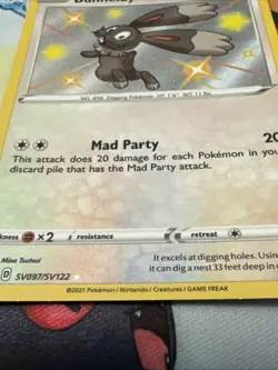 Pokemon TCG Bunnelby Shining Fates Holo Card SV097/SV122 - Image 2