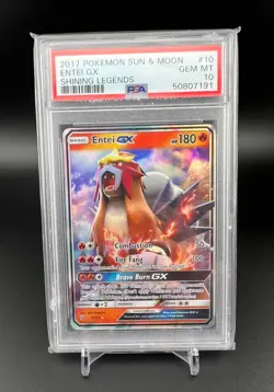 2017 Pokemon Sun & Moon Shining Legends #10 Entei GX! PSA GEM MINT 10 CONDITION! - Image 1