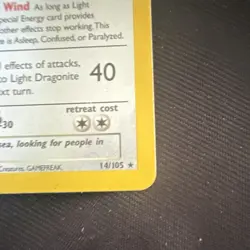 Nintendo Pokemon TCG Light Dragonite 14/105 Neo Destiny Rare English 2000 Holo - Image 5