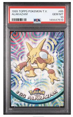 1999 TOPPS POKEMON TV #65 ALAKAZAM PSA 10 Low Pop Black Label - Image 1