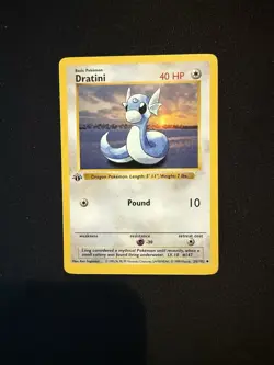 Pokemon Dratini 26/102 1st Edition Shadowless Base Set Card Unplayed Near Mint - Image 1