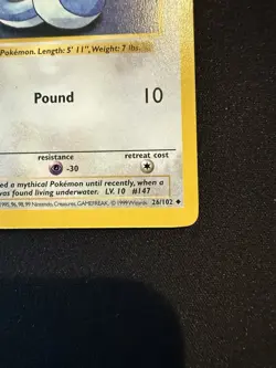 Pokemon Dratini 26/102 1st Edition Shadowless Base Set Card Unplayed Near Mint - Image 3