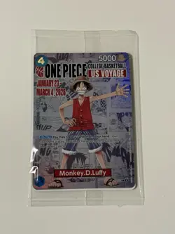 COLLEGE BASKETBALL Bandai One Piece TCG Monkey D. Luffy P-055 US Voyage Promo - Image 1