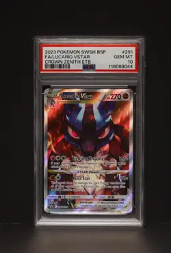 Lucario VSTAR #SWSH291 Crown Zenith ETB Promo Pokemon Card PSA 10 - Image 1