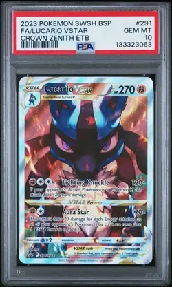 2023 Pokemon Lucario VSTAR Crown Zenith ETB Full Art Promo SWSH291 PSA 10 - Image 1