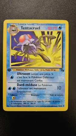 Tentacruel 1st Edition French Pokemon Card Fossil Set 44/62 - Image 1