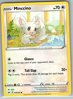 Minccino 145/202 Non Holo SWSH01: Sword & Shield Base Set - Pokemon Card - NM - Image 1