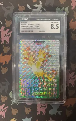 CGC 8.5 Moltres Bandai Carddass #146 Green Prism Holo Japanese Pokemon Card 1996 - Image 3
