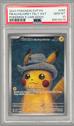 2023 Pokemon Van Gogh Pikachu Grey Felt Hat Promo #085 PSA 10 Gem Mint - Image 1