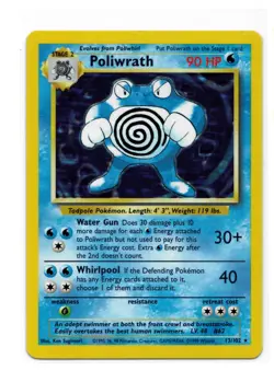 Poliwrath - 13/102 - Pokemon Base Set Unlimited Holo Rare Card WOTC LP - Image 1