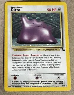 Ditto 3/62 Holo Rare Fossil Set Pokemon Card 1999 WOTC Heavily Played HP - Image 1
