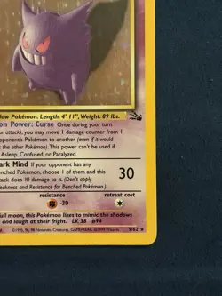 Pokemon TCG Gengar 5/62 Fossil 1999 Holo Rare Unlimited English WotC LP/NM - Image 5