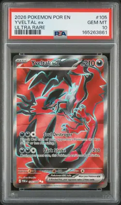 2026 Pokemon POR Perfect Order Yveltal ex Ultra Rare #105 Psa 10 - Image 1