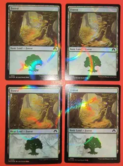 4X PLAY SET, MTG,FOREST, FOIL, NM 505,MH3 COMMON, 4 FOILS - Image 1