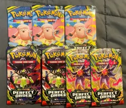 Pokemon Mega Evolution Perfect Order Sealed Booster Packs Lot of 7 - Image 1
