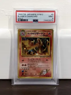 PSA 9 1999 Pokemon Japanese Gym 2 Blaine's Charizard Holo #6 Graded - Image 1