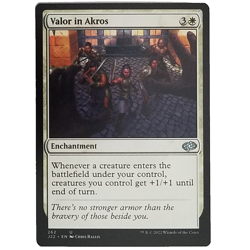x1 Valor in Akros J22 MTG M/NM Uncommon White Enchantment Jumpstart 2022 TCG CCG - Image 1