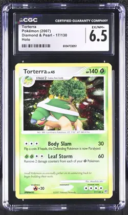 Pokemon TCG Torterra Holo Rare Card 17/130 Diamond and Pearl Base Set CGC 6.5 - Image 1