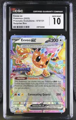 2025 POKEMON PRISMATIC EVOLUTIONS EEVEE EX SURPRISE BOX 075/131 CGC 10 GEM MINT - Image 1
