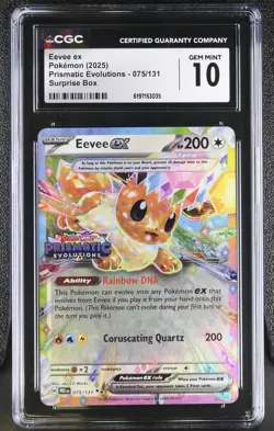 2025 POKEMON PRISMATIC EVOLUTIONS EEVEE EX SURPRISE BOX 075/131 CGC 10 GEM MINT - Image 1