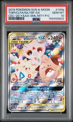 Pokemon Togepi & Cleffa & Igglybuff GX 143A/236 Alt Art Tag Team GEM MINT PSA 10 - Image 1