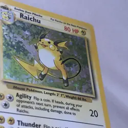 1999 WOTC Raichu 14/102 Base Set Holo Rare Pokemon TCG Card LP/MP Vintage - Image 3