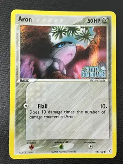 Aron 44/100 EX Crystal Guardians Stamped Reverse Holo Pokemon TCG Card NM - Image 1