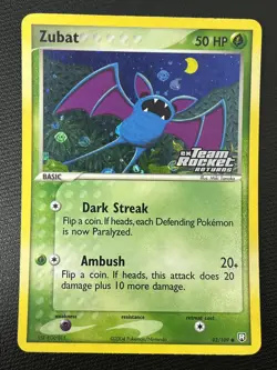 Zubat 82/109 EX Team Rocket Returns Stamped Reverse Holo Pokemon TCG Card LP - Image 1