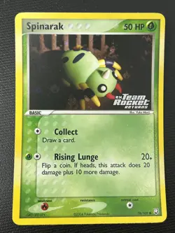 Spinarak 78/109 EX Team Rocket Returns Stamped Reverse Holo Pokemon TCG Card NM - Image 1